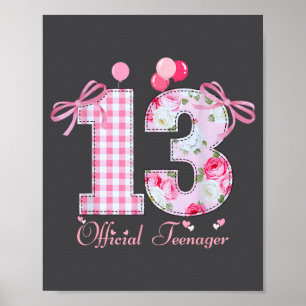 13th Birthday Teenager Coquette Bow 13 Year Old Poster