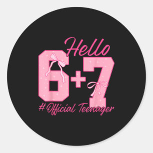 13th birthday teenager six seven coquette bow 6 7 classic round sticker