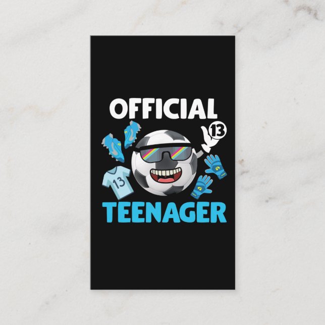 13th Birthday Teenager Soccer Player Football Business Card (Front)