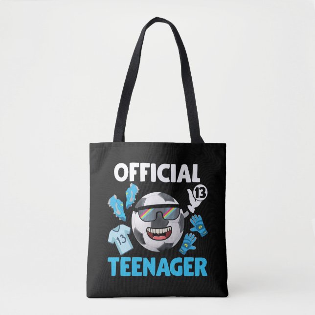 13th Birthday Teenager Soccer Player Football Tote Bag (Front)