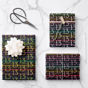 13th Birthday Typography Wrapping Paper Sheet