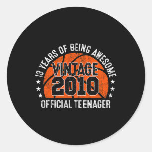 13th Birthday  Vintage 2010 Official Teenager 13 Y Classic Round Sticker