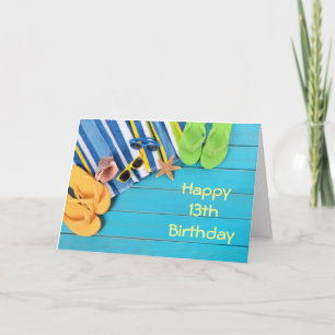 ***13th BIRTHDAY*** WISHES FOR MY FAV BEACH BUM   Card