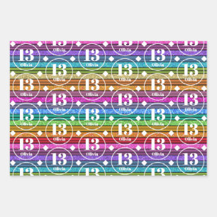 13th BirthdayCustom Name Age Wrapping Paper Sheets