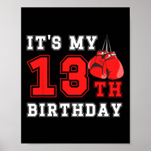13th Boxing Birthday Party Thirteen Year Old Boxer Poster