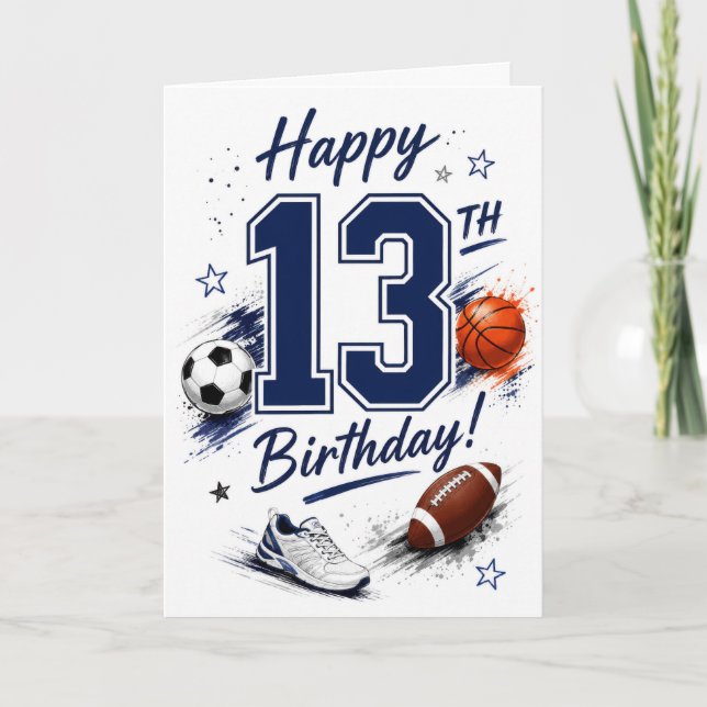 13th Boy Sport Birthday Card (Front)
