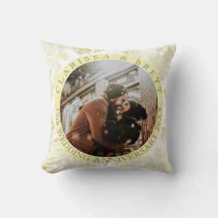13th Lace Anniversary + Photo Throw Pillow