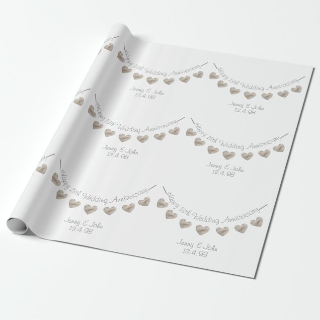 13th lace wedding anniversary bunting wrapping paper (Unrolled)