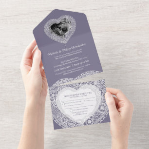 13th lace wedding anniversary no envelope all in one invitation