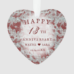 13th Lace Wedding Anniversary Ornament