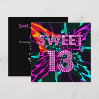 13th Sweet 13 Birthday Party Mixed Animal Print Invitation