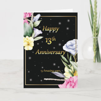13th wedding Anniversary golden greeting card