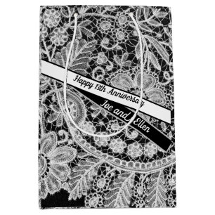 13th Wedding Anniversary, Lace Anniversary Medium Gift Bag