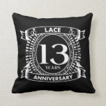 13TH wedding anniversary lace Cushion<br><div class="desc">Your 13th wedding anniversary has the traditional gift is lace. This crest style design is a romantic design for couples celebrating 13 years of marriage. If you would like any help customising this design please contact me,  their is an ask this designer button,  just below this text.</div>