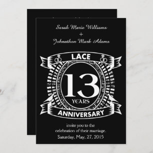 13TH wedding anniversary lace Invitation