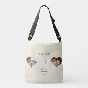13th Wedding Anniversary Lace-like Heart Crossbody Bag
