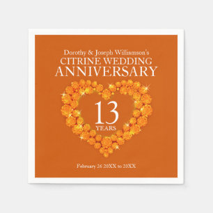 13th wedding anniversary party citrine orange  napkin