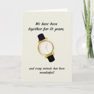 13th Wedding Anniversary Wrist Watch Card