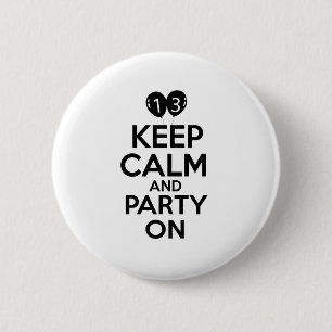 13th year old birthday designs 6 cm round badge