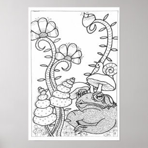 13x19 colouring poster with a frog