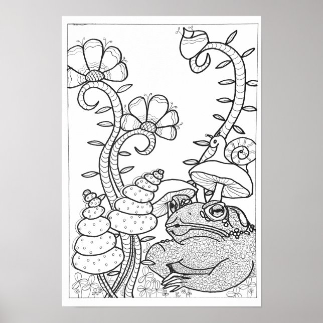 13x19 colouring poster with a frog (Front)