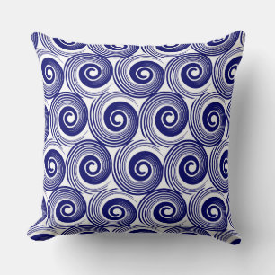 140216 Spirals - Deep Navy on White Cushion