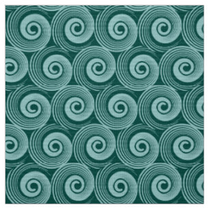 140216 Spirals - Lt Blue Green on Dark Green Fabric