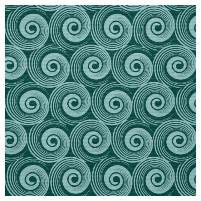 140216 Spirals - Lt Blue Green on Dark Green Fabric (Swatch)