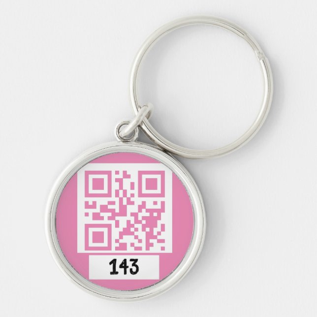 143 secret QR code message, decode it, say it. PNK Key Ring (Front)