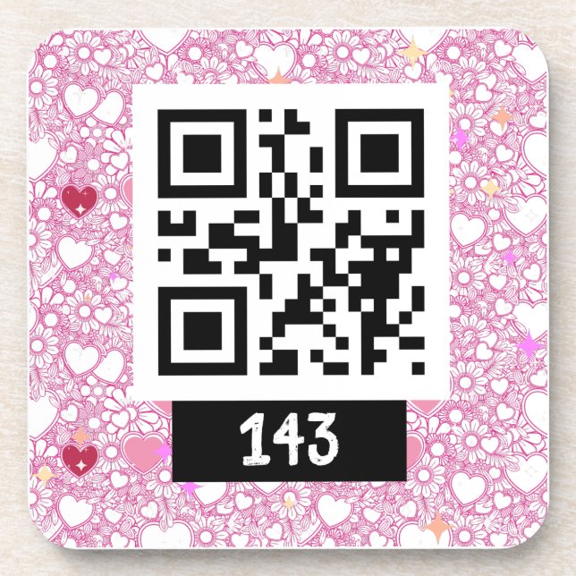 143 secret QR code message, say it decode it. v3 Coaster (Front)