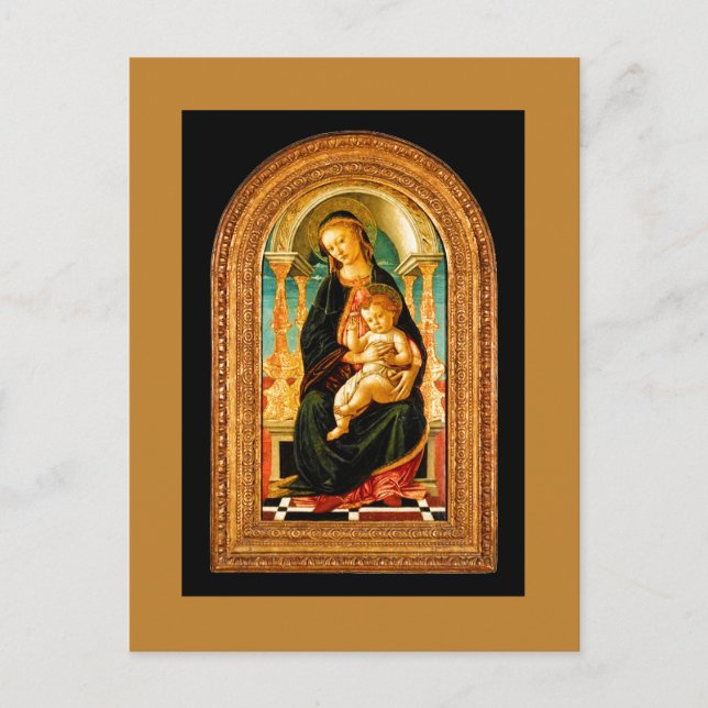 1470 Botticelli Madonna and Child Enthroned  Holiday Postcard (Front)
