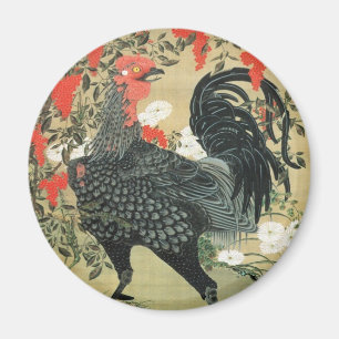 14. 南天雄鶏図, 若冲 Red Nuts and Rooster, Jakuchu Magnet