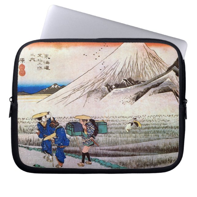 14. 原宿, 広重 Hara-juku, Hiroshige, Ukiyo-e Laptop Sleeve (Front)