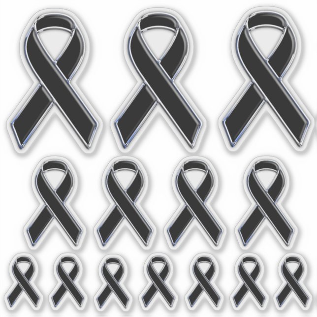 14 Chrome Style Print Black Ribbon Awareness (Front)