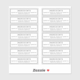 14 Clear Ingredient Labels 2.9 X 1.15 Inches