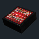 14 Colourful Xmas Nutcracker Toy Soldiers Gift Box<br><div class="desc">This holiday themed jewellery box featuring 14 nutty nutcracker toy soldiers in colourful hussar uniforms placed on a red background makes a wonderful Christmas gift for anyone who enjoys beautiful winter stories. Personalise it with any name or message you like and dazzle someone special with your Christmas spirit this holiday...</div>