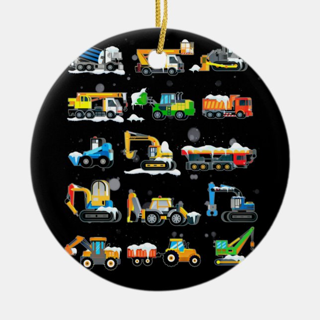 14 Construction Vehicles And Machinery Ceramic Tree Decoration (Front)