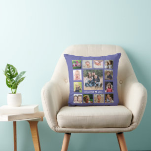 14 Family Photo Collage Create Your Own Periwinkle Cushion