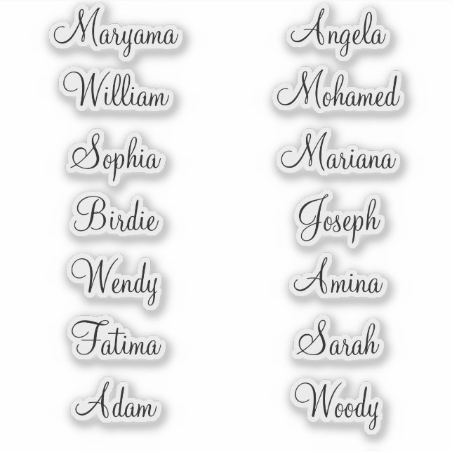 14 First Names | Elegant Calligraphy Stickers  (Front)