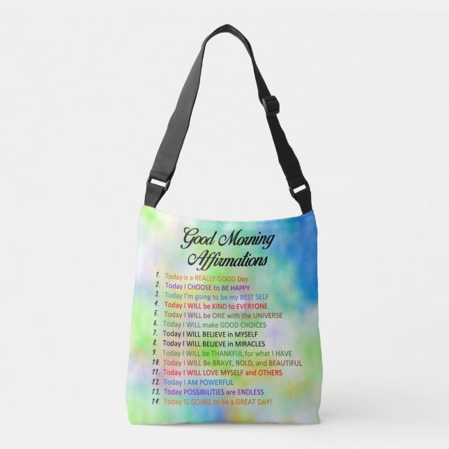 14 Good Morning Affirmations for Positive Living Crossbody Bag (Front)