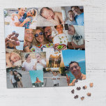 14 Haphazardly Overlapping Photos Collage Template Jigsaw Puzzle<br><div class="desc">Square photo collage puzzle personalised with 14 of your photos in a vertical collage of overlapping photos without any borders.</div>