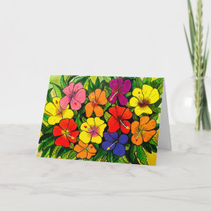 14 - Hibiscus  Colour Flowers Card