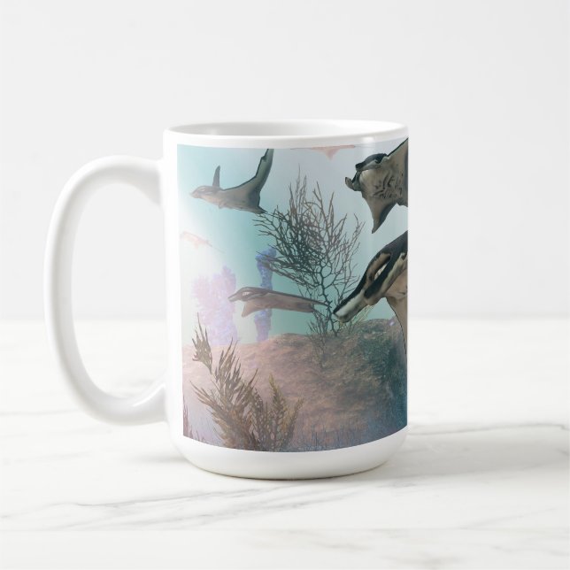 14 oz mug with "Manta Ray Migration" image (Left)