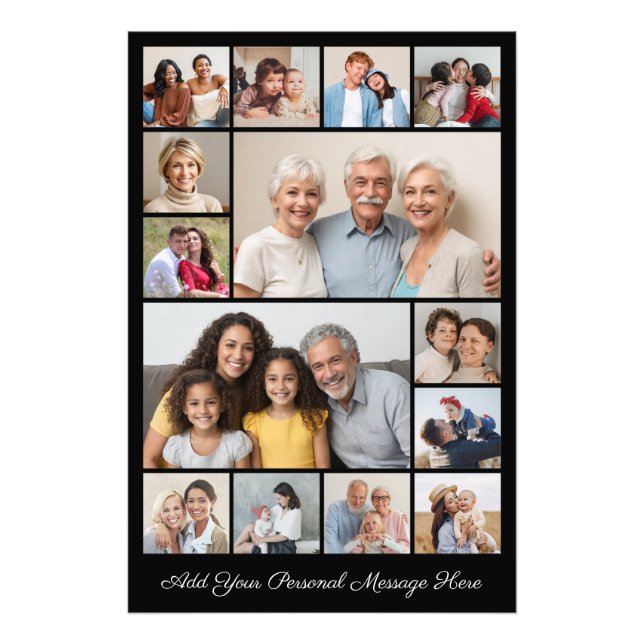 14 Photo Collage Add A Greeting Photo Enlargement Print (Front)