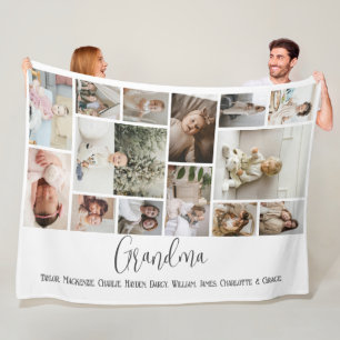 14 Photo collage and text template personalised Fleece Blanket