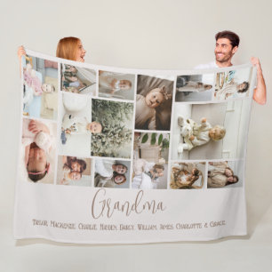 14 Photo collage and text template personalised Fleece Blanket