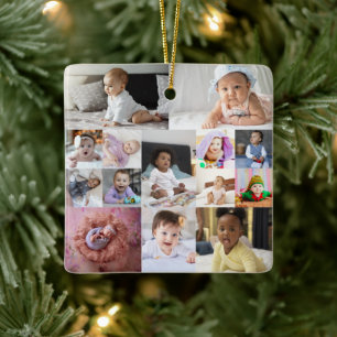 14 Photo Collage Custom Gift Ceramic Ornament