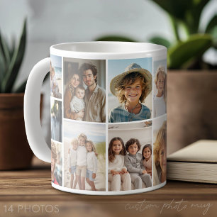 14 Photo Collage Grid - minimal modern white Coffee Mug