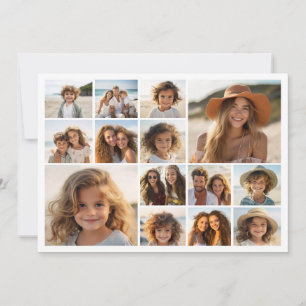 14 Photo Collage - Modern Minimal White Holiday Card