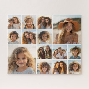 14 Photo Collage - Modern Minimal White Jigsaw Puzzle